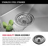 Lavabo de cocina con un receptáculo de acero inoxidable de 30" de montaje bajo encimera con accesorios